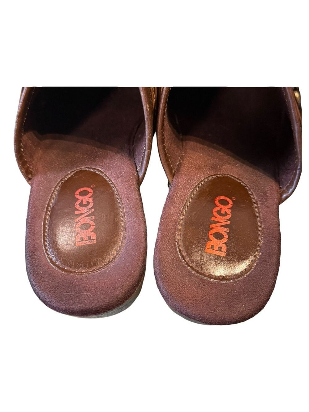 Bongo Brown Leather Platform Clog Mules Chain Detail Size 8 - Picture 7 of 8